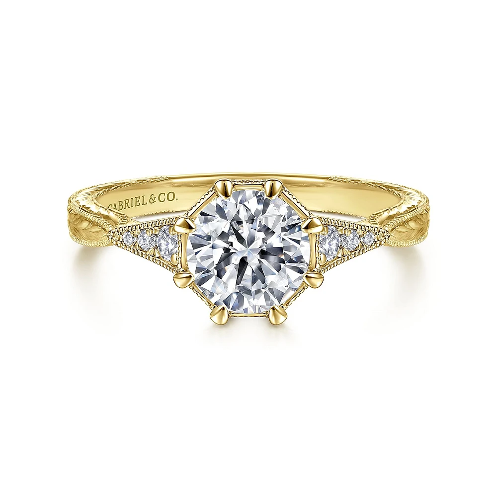 Gabriel & Co 6.5 Engagement Ring 14K Yellow Gold Art Deco ER14770R4Y44JJ