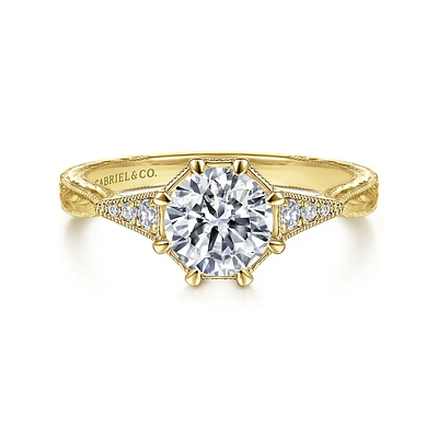 Gabriel & Co 6.5 Engagement Ring 14K Yellow Gold Art Deco ER14770R4Y44JJ