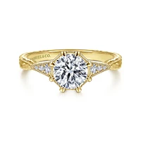 Gabriel & Co 6.5 Engagement Ring 14K Yellow Gold Art Deco ER14770R4Y44JJ