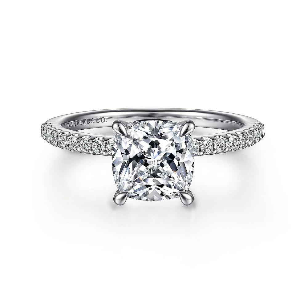Gabriel & Co 7x7 Engagement Ring 14K White Gold Classic ER14918C8W44JJ