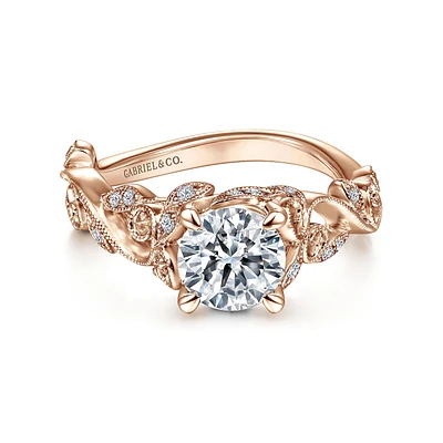 Gabriel & Co 6.5 Engagement Ring 14K Rose Gold Floral Nouveau ER15207R4K44JJ
