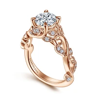 Gabriel & Co 6.5 Engagement Ring 14K Rose Gold Floral Nouveau ER15207R4K44JJ