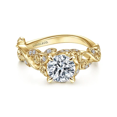 Gabriel & Co 6.5 Engagement Ring 14K Yellow Gold Floral Nouveau ER15207R4Y44JJ