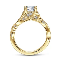 Gabriel & Co 6.5 Engagement Ring 14K Yellow Gold Floral Nouveau ER15207R4Y44JJ