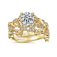 Gabriel & Co 6.5 Engagement Ring 14K Yellow Gold Floral Nouveau ER15207R4Y44JJ
