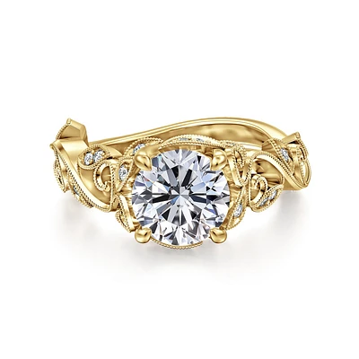 Gabriel & Co 7.4 Engagement Ring 14K Yellow Gold Floral Nouveau ER15207R6Y44JJ