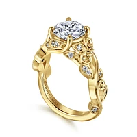 Gabriel & Co 7.4 Engagement Ring 14K Yellow Gold Floral Nouveau ER15207R6Y44JJ