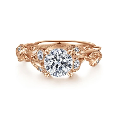 Gabriel & Co 6.5 Engagement Ring 14K Rose Gold Floral Nouveau ER15626R4K44JJ