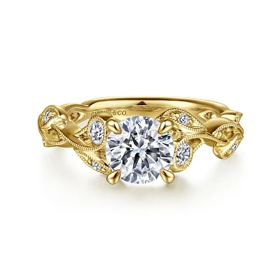 Gabriel & Co 6.5 Engagement Ring 14K Yellow Gold Floral Nouveau ER15626R4Y44JJ