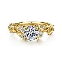 Gabriel & Co 6.5 Engagement Ring 14K Yellow Gold Floral Nouveau ER15626R4Y44JJ