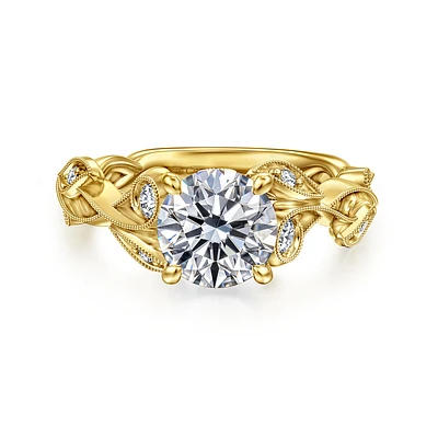Gabriel & Co 7.4 Engagement Ring 14K Yellow Gold Floral Nouveau ER15626R6Y44JJ