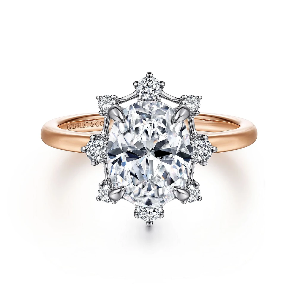 Gabriel & Co 9X7 Engagement Ring 14K Two-Tone Gold Starlight ER15723T44JJ