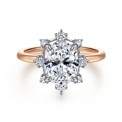 Gabriel & Co 9X7 Engagement Ring 14K Two-Tone Gold Starlight ER15723T44JJ
