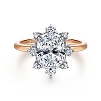 Gabriel & Co 9X7 Engagement Ring 14K Two-Tone Gold Starlight ER15723T44JJ
