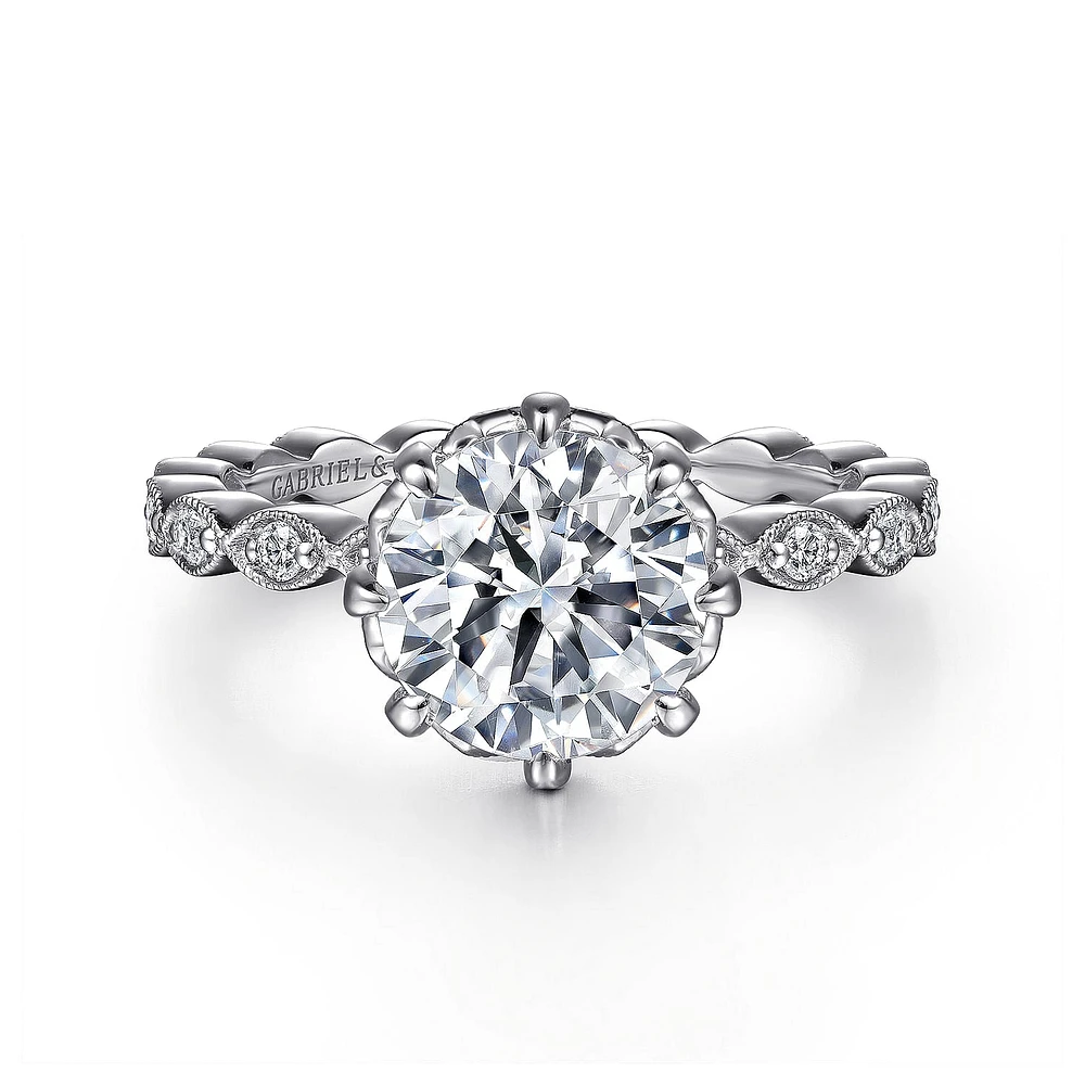 Gabriel & Co 8 Engagement Ring 14K White Gold Victorian ER15735W44JJ