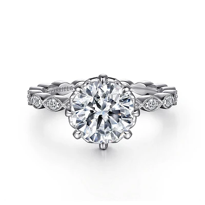 Gabriel & Co 8 Engagement Ring 14K White Gold Victorian ER15735W44JJ