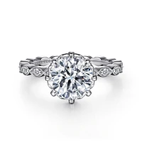 Gabriel & Co 8 Engagement Ring 14K White Gold Victorian ER15735W44JJ
