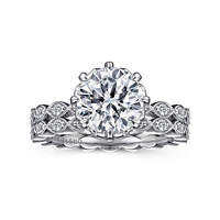 Gabriel & Co 8 Engagement Ring 14K White Gold Victorian ER15735W44JJ