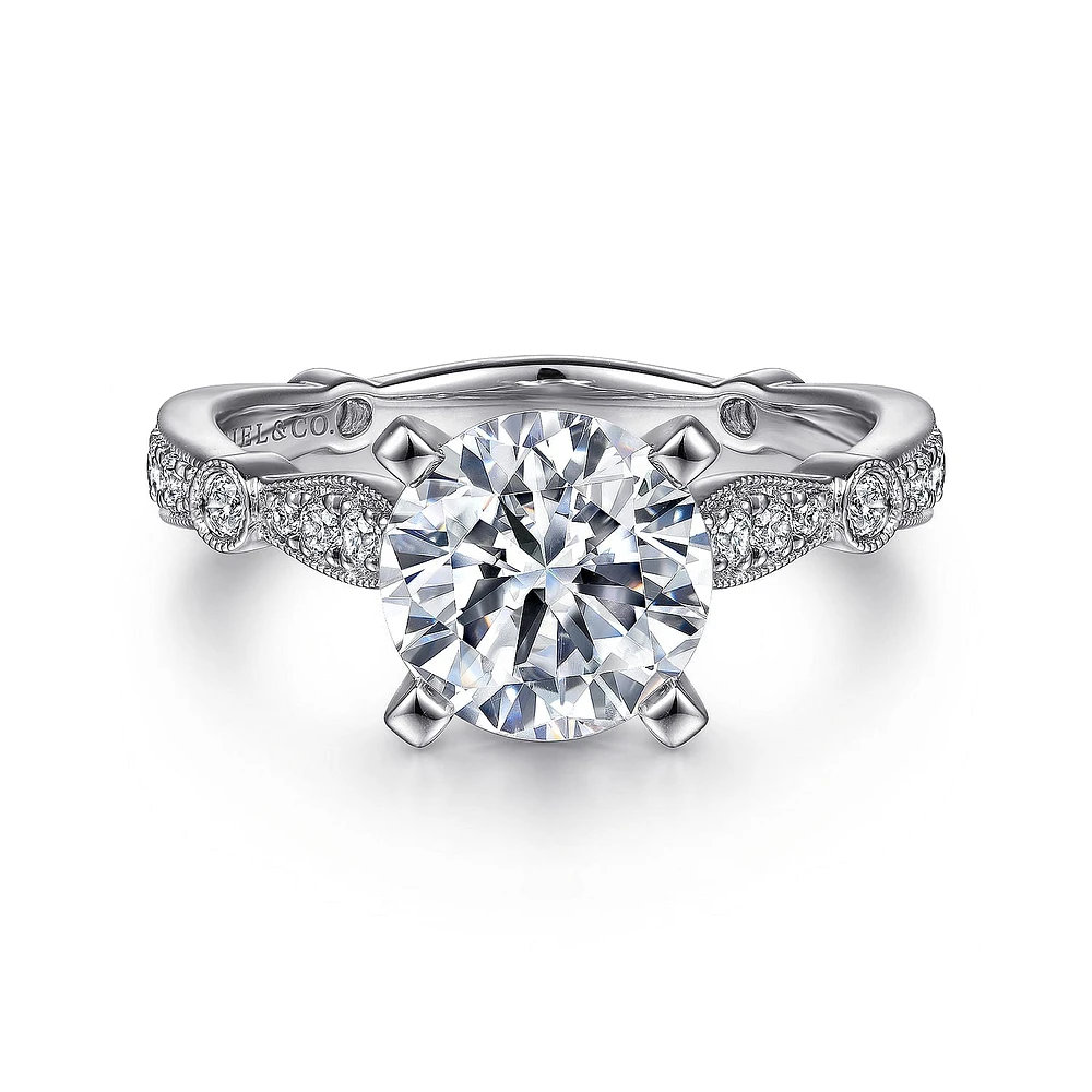Gabriel & Co 8 Engagement Ring 14K White Gold Victorian ER15737W44JJ