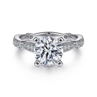 Gabriel & Co 8 Engagement Ring 14K White Gold Victorian ER15737W44JJ