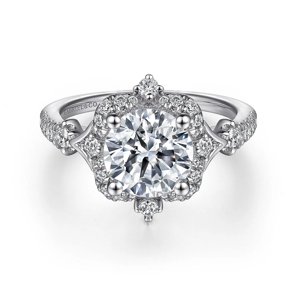 Gabriel & Co 8 Engagement Ring 14K White Gold Victorian ER15738W44JJ