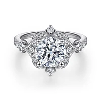 Gabriel & Co 8 Engagement Ring 14K White Gold Victorian ER15738W44JJ