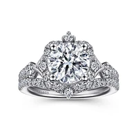 Gabriel & Co 8 Engagement Ring 14K White Gold Victorian ER15738W44JJ