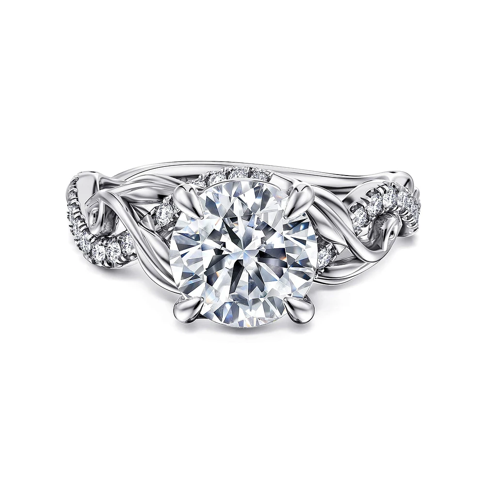 Gabriel & Co 8 Engagement Ring 14K White Gold Floral Nouveau ER15759R8W44JJ