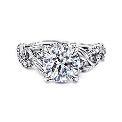 Gabriel & Co 8 Engagement Ring 14K White Gold Floral Nouveau ER15759R8W44JJ