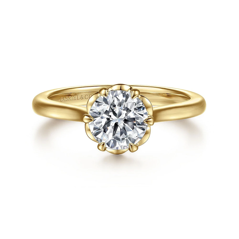 Gabriel & Co 6.5 Engagement Ring 14K Yellow Gold Floral Nouveau ER15762R4Y4JJJ