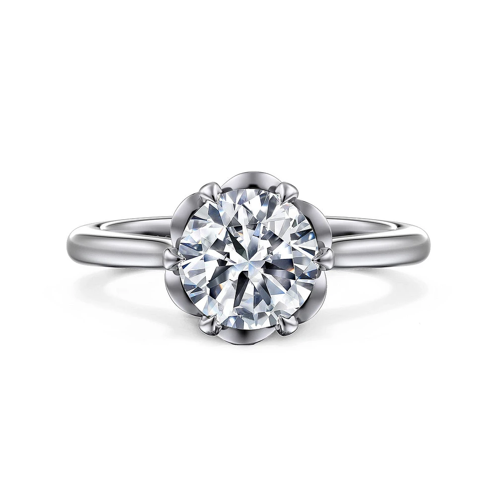 Gabriel & Co 7.4 Engagement Ring 14K White Gold Floral Nouveau ER15762R6W4JJJ