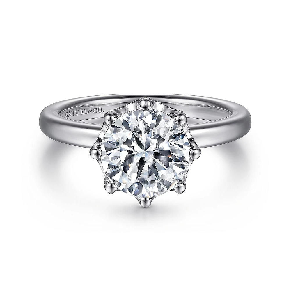 Gabriel & Co 8 Engagement Ring 14K White Gold Victorian ER15763R8W44JJ