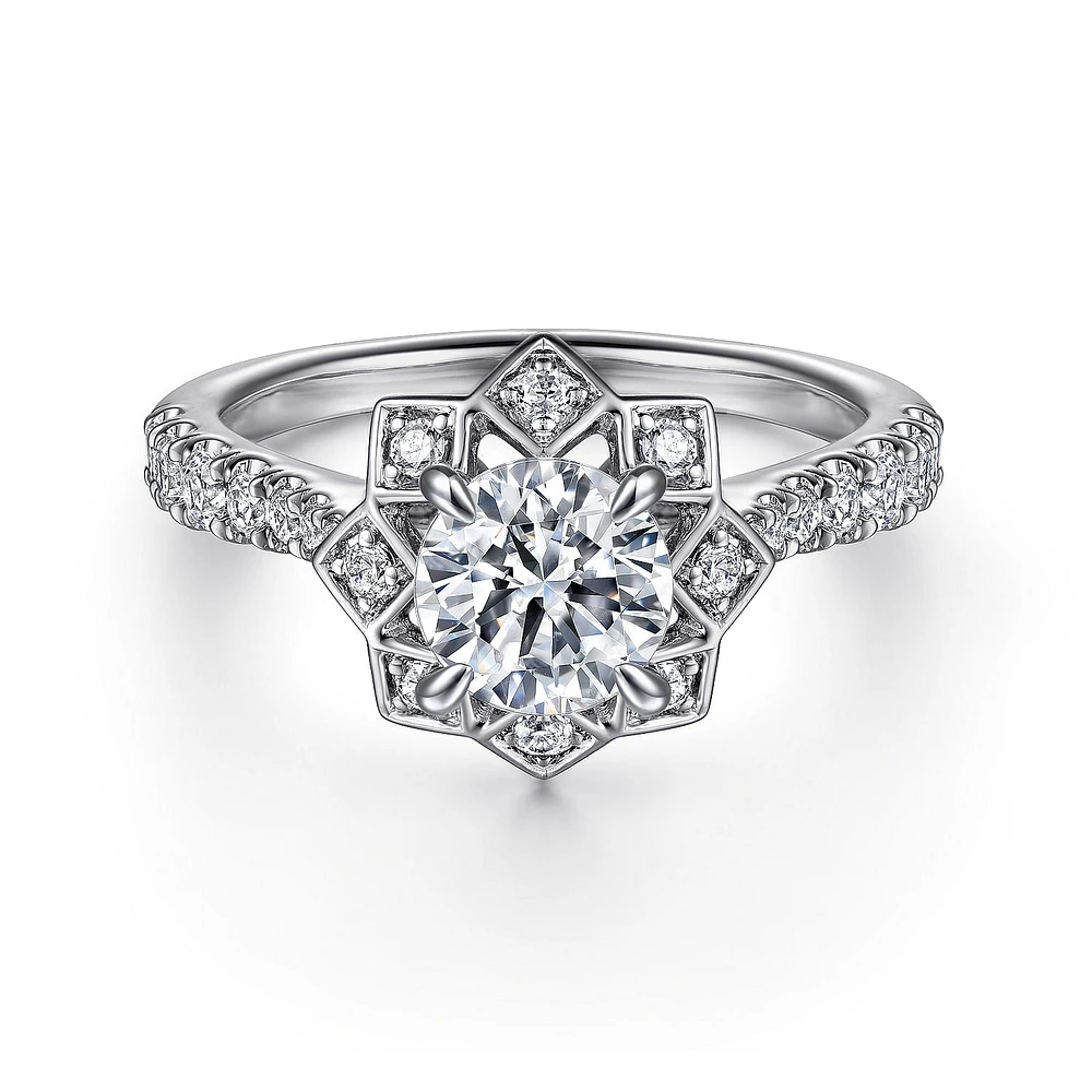 Gabriel & Co 6.5 Engagement Ring 14K White Gold Art Deco ER15764R4W44JJ