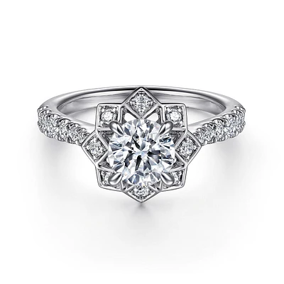 Gabriel & Co 6.5 Engagement Ring 14K White Gold Art Deco ER15764R4W44JJ
