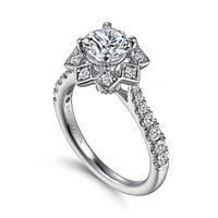Gabriel & Co 6.5 Engagement Ring 14K White Gold Art Deco ER15764R4W44JJ