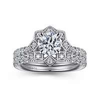 Gabriel & Co 6.5 Engagement Ring 14K White Gold Art Deco ER15764R4W44JJ
