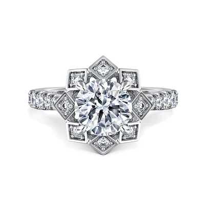 Gabriel & Co 7.4 Engagement Ring 14K White Gold Art Deco ER15764R6W44JJ
