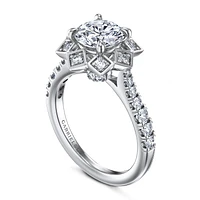 Gabriel & Co 7.4 Engagement Ring 14K White Gold Art Deco ER15764R6W44JJ