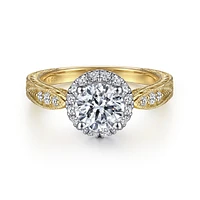 Gabriel & Co 6.5 Engagement Ring 14K Gold Victorian ER15772Q4M44JJ