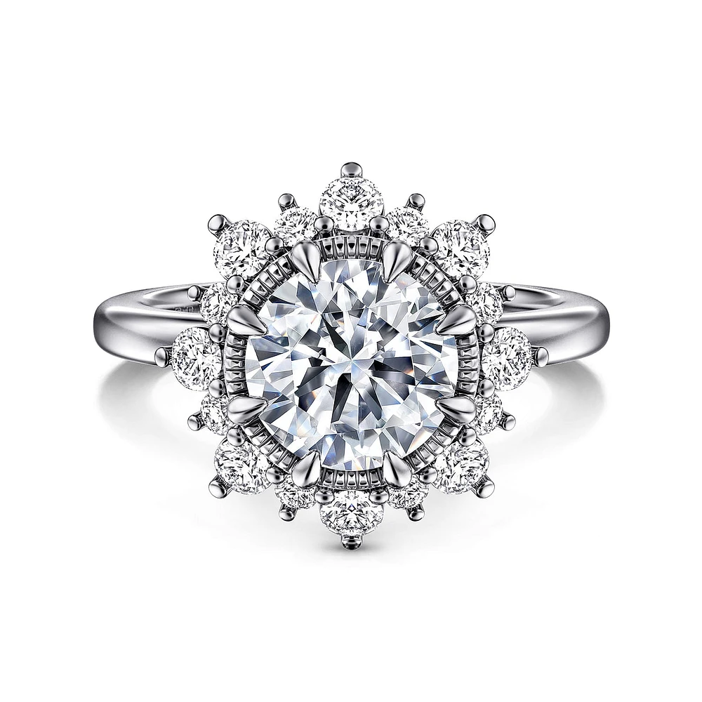 Gabriel & Co 8 Engagement Ring 14K White Gold Starlight ER15778R8W44JJ