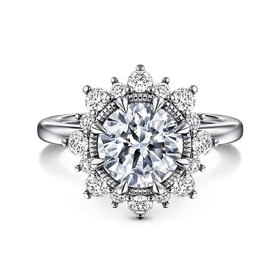 Gabriel & Co 8 Engagement Ring 14K White Gold Starlight ER15778R8W44JJ