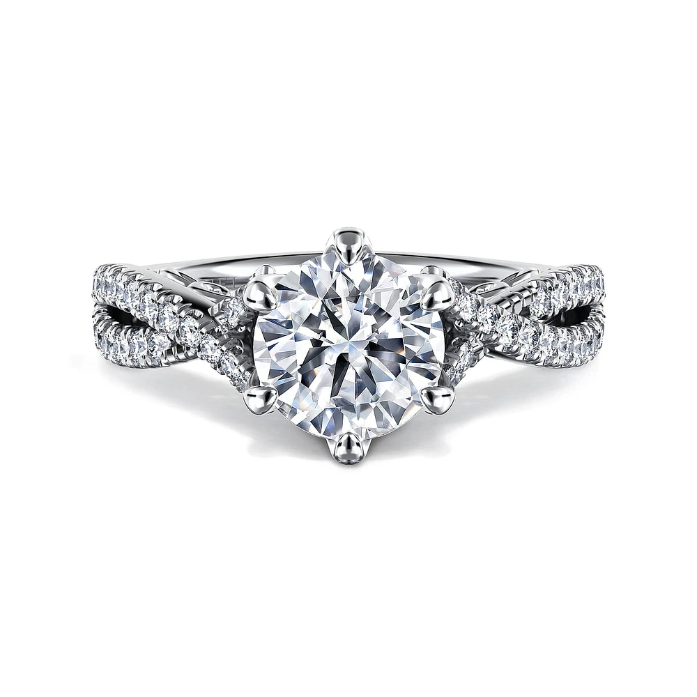 Gabriel & Co 7.4 Engagement Ring 14K White Gold Floral Nouveau ER15779R6W44JJ