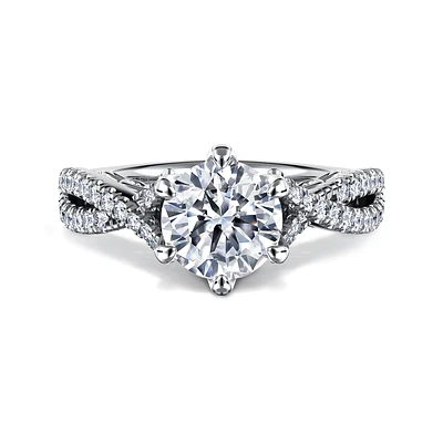 Gabriel & Co 7.4 Engagement Ring 14K White Gold Floral Nouveau ER15779R6W44JJ