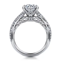 Gabriel & Co 7.4 Engagement Ring 14K White Gold Floral Nouveau ER15779R6W44JJ