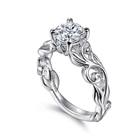 Gabriel & Co 6.5 Engagement Ring 14K White Gold Floral Nouveau ER15781R4W4JJJ