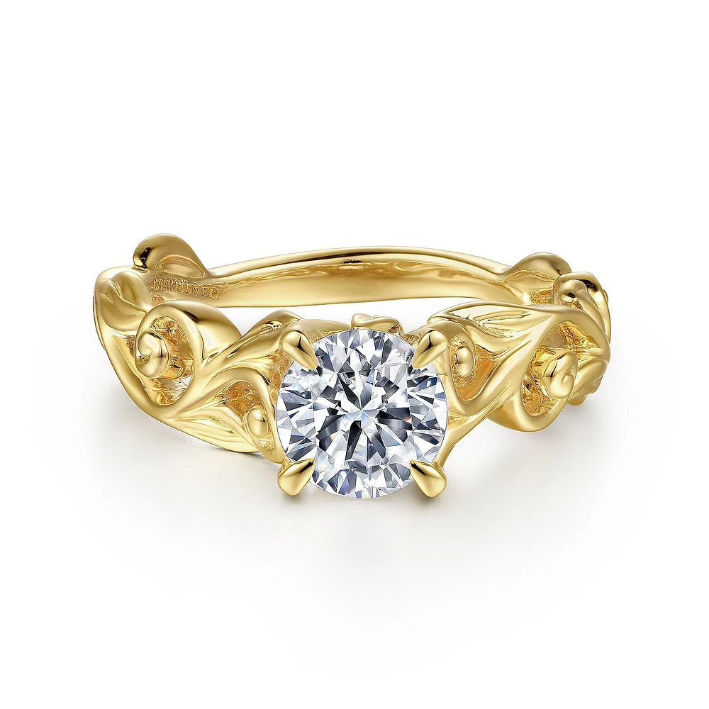 Gabriel & Co 6.5 Engagement Ring 14K Yellow Gold Floral Nouveau ER15781R4Y4JJJ