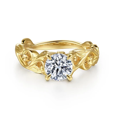 Gabriel & Co 6.5 Engagement Ring 14K Yellow Gold Floral Nouveau ER15781R4Y4JJJ
