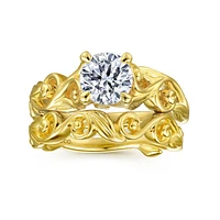 Gabriel & Co 6.5 Engagement Ring 14K Yellow Gold Floral Nouveau ER15781R4Y4JJJ
