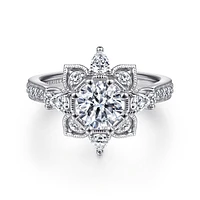 Gabriel & Co 6.5 Engagement Ring 14K White Gold Floral Nouveau ER15783R4W44JJ