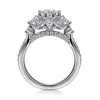 Gabriel & Co 6.5 Engagement Ring 14K White Gold Floral Nouveau ER15783R4W44JJ